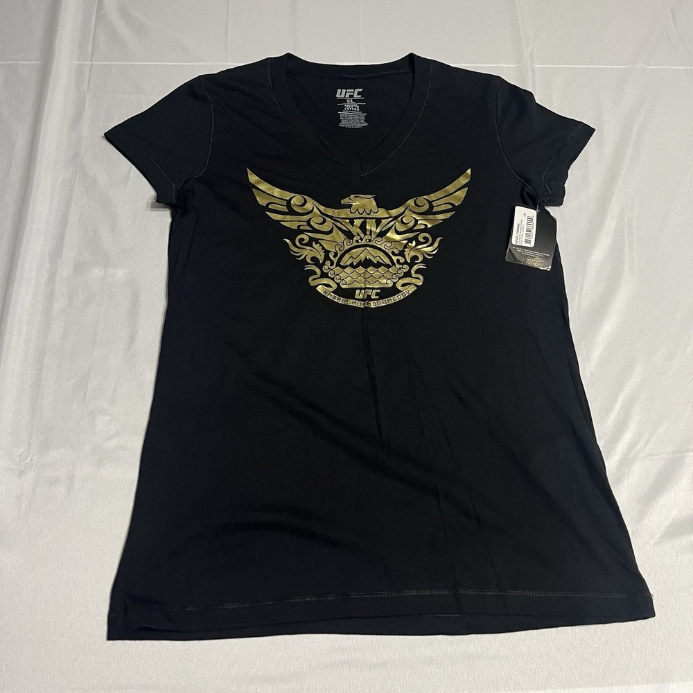 Women's UFC Authentic Khabib Nurmagomedov Rising Eagle T-Shirt Size L V-neck